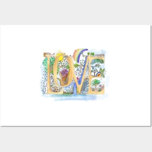 Love, illuminated letter word Posters and Art